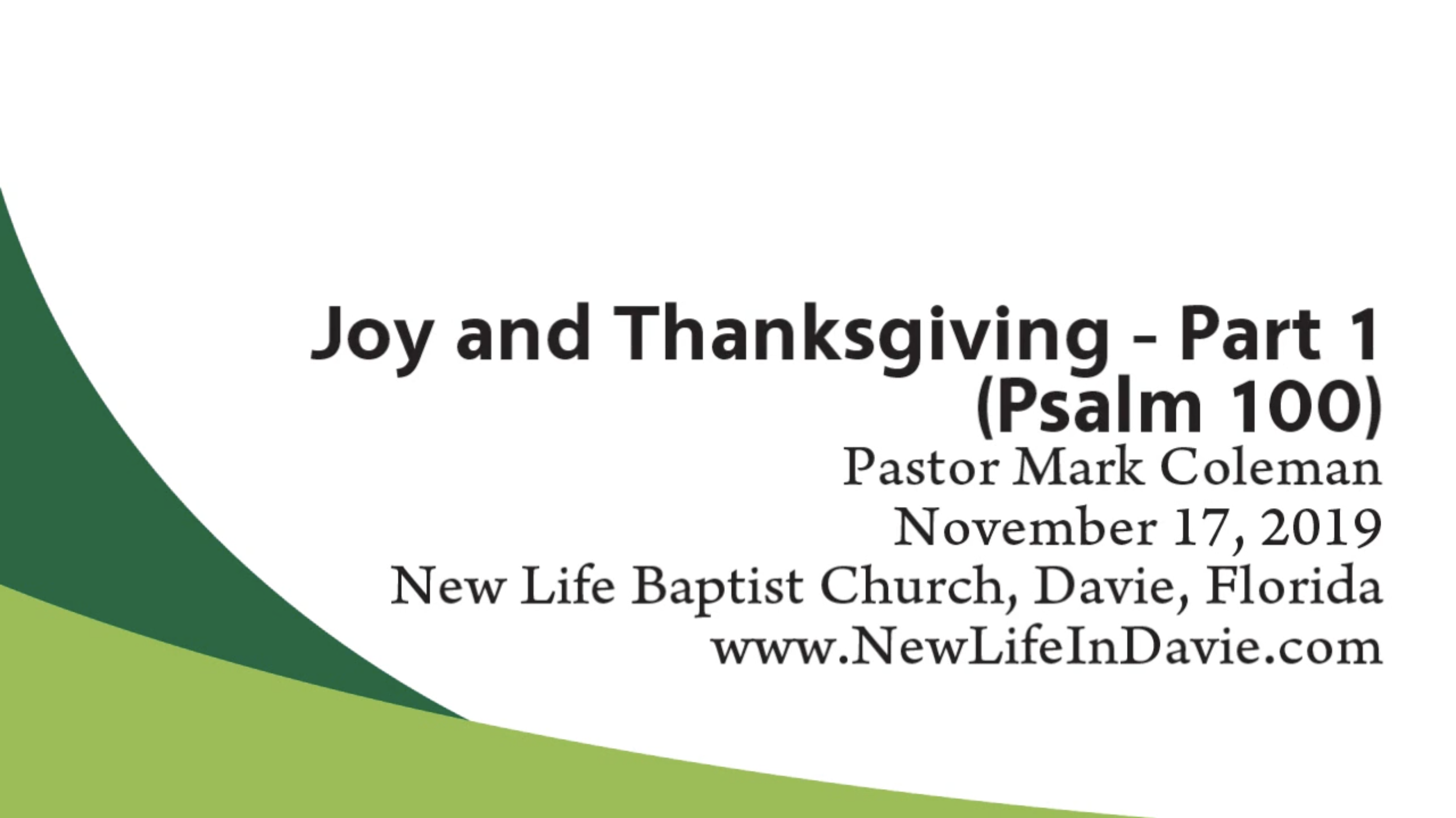 Joy and Thanksgiving: Part 1 (Psalm 100) - New Life ...