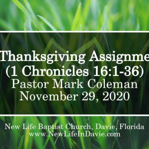 A Thanksgiving Assignment (1 Chronicles 16:1-36